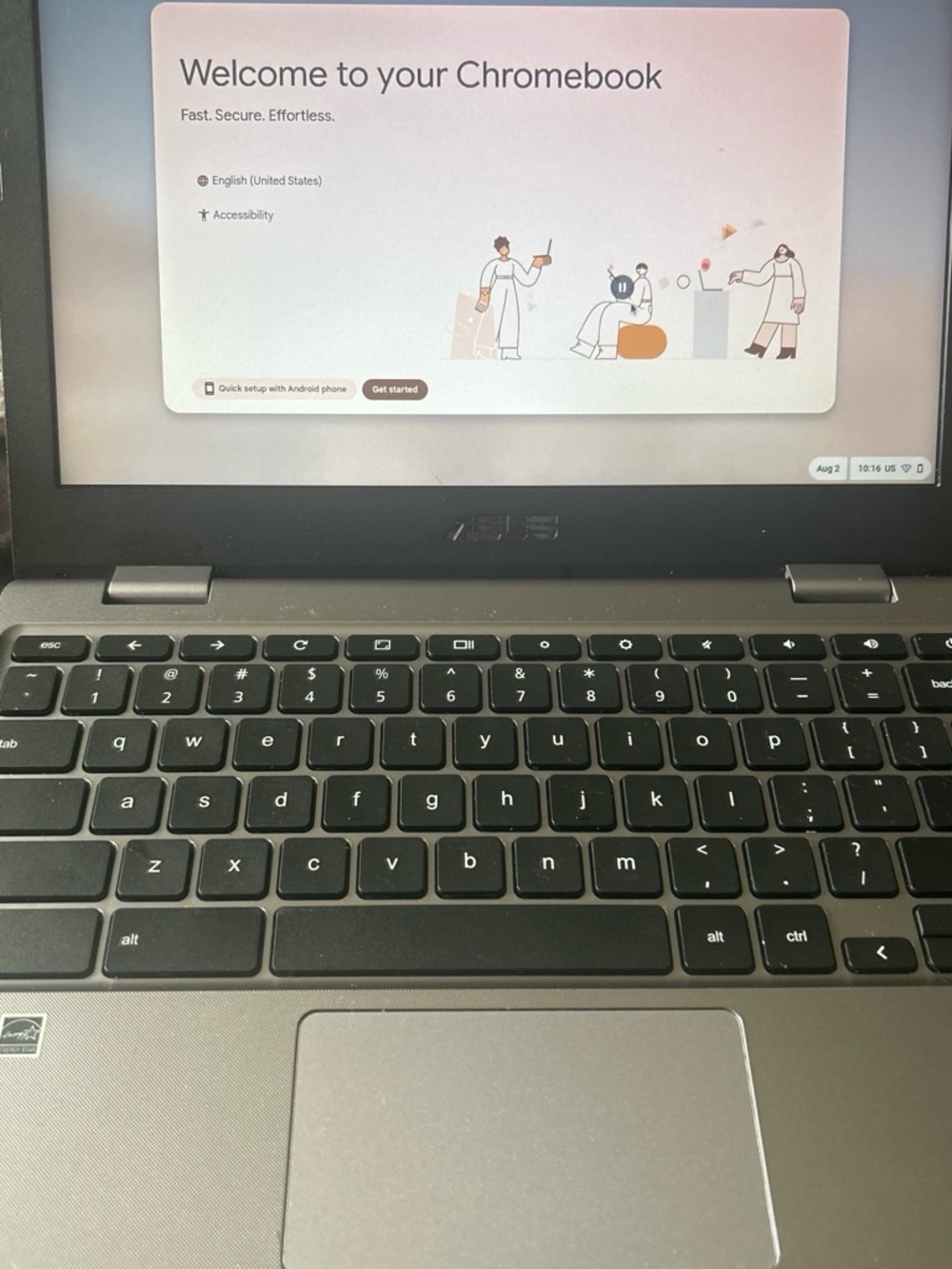ASUS Chromebook Laptop in Dark Gray with Black Keyboard